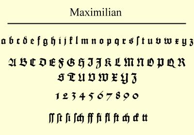 Die Schrift Maximilian schnitt Rudolf Koch 1913-14 und benannte sie zu Ehren Kaiser Maximilians I. nach diesem.